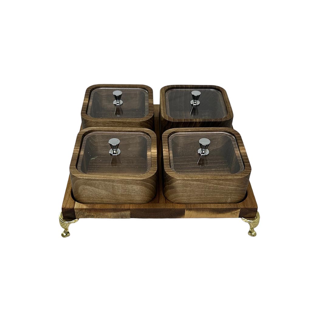 اردوخوری چوبی مدرن چهار خونه پایه دار